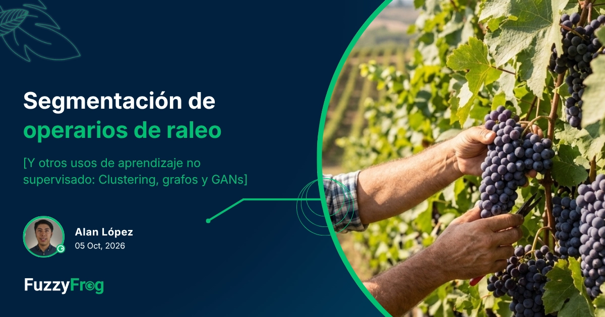 Operarios de raleo de uva en campo, analizados con clustering, y racimos de uva segmentados con grafos y GANs para control de calidad