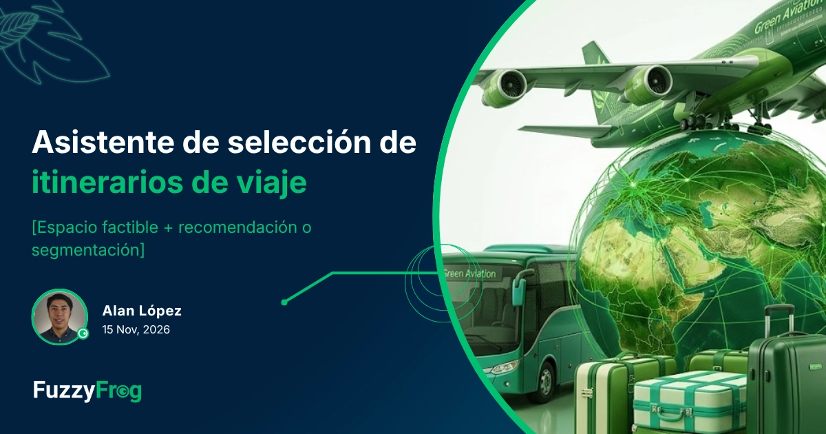 Asistente virtual seleccionando un itinerario de viaje personalizado entre traslado, vuelo y hospedaje usando machine learning